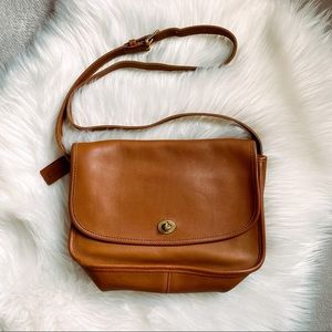 Retro coach tan brown crossbody purse satchel bag